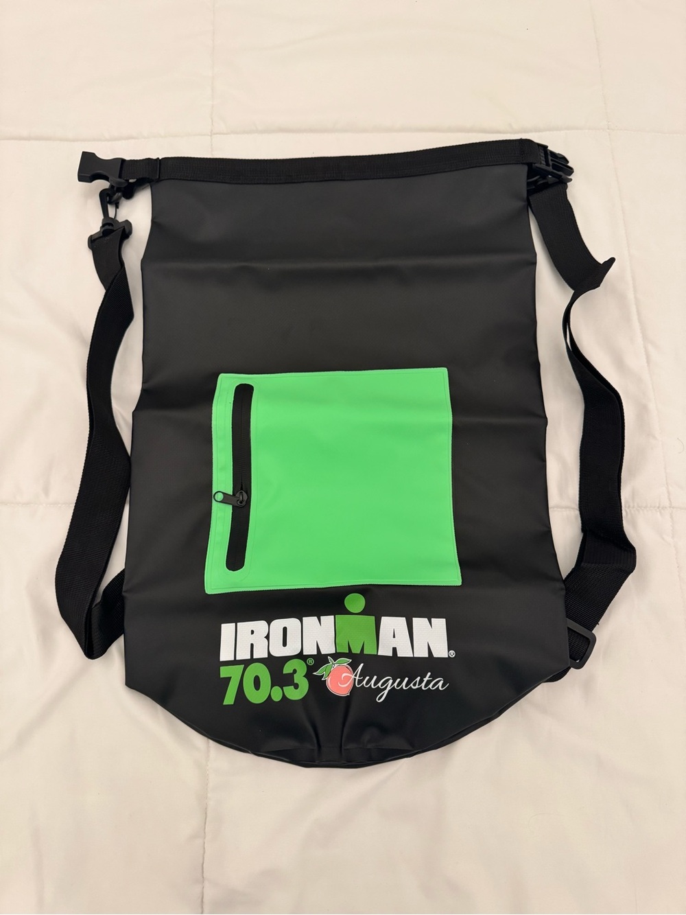 Black & Green Waterproof Roll-Top Backpack